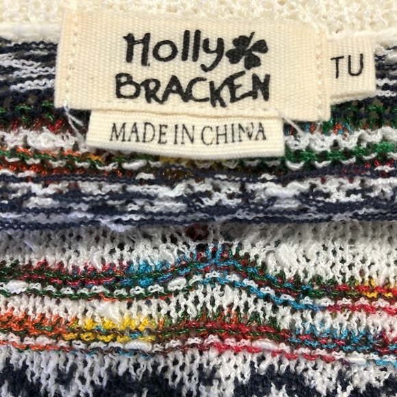 Molly bracken poncho cream/striped/tassels SZ L - Picture 7 of 9